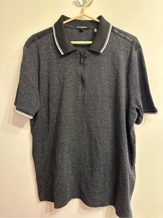 Karl Lagerfeld Other - Karl Lagerfeld Paris Men’s XL Half Zip Polo Shirt Gray Designer Short Sleeve